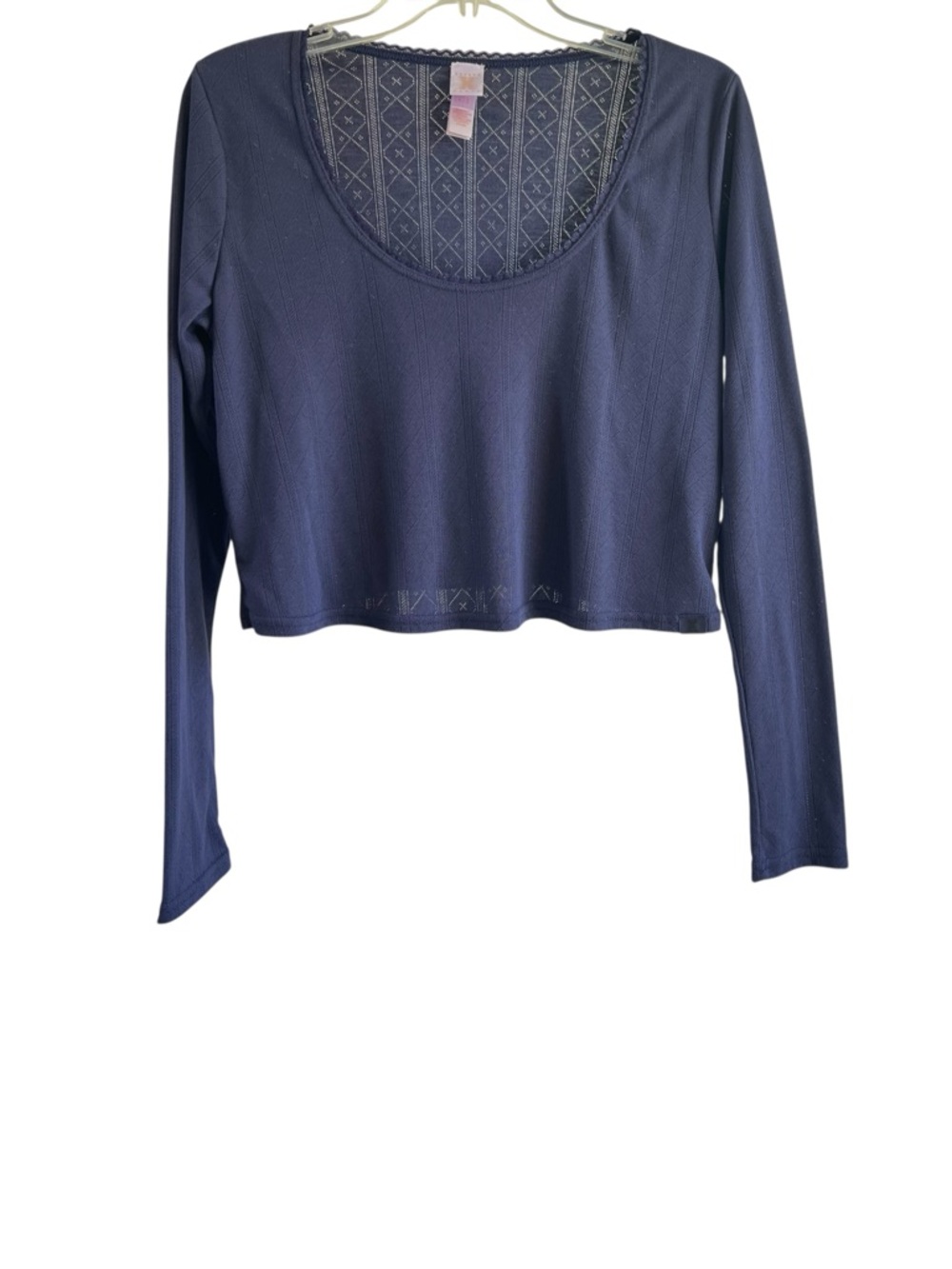 Savage X Fenty Navy Blue Long Sleeve Crop Sleep Top Size XL